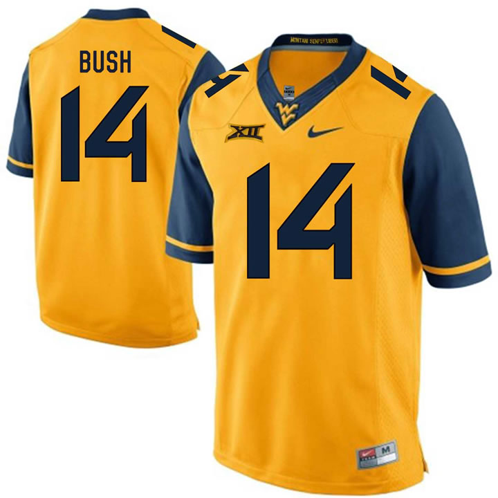 West Virginia Mountaineers #14 Tevin Bush Gold College Football Jersey